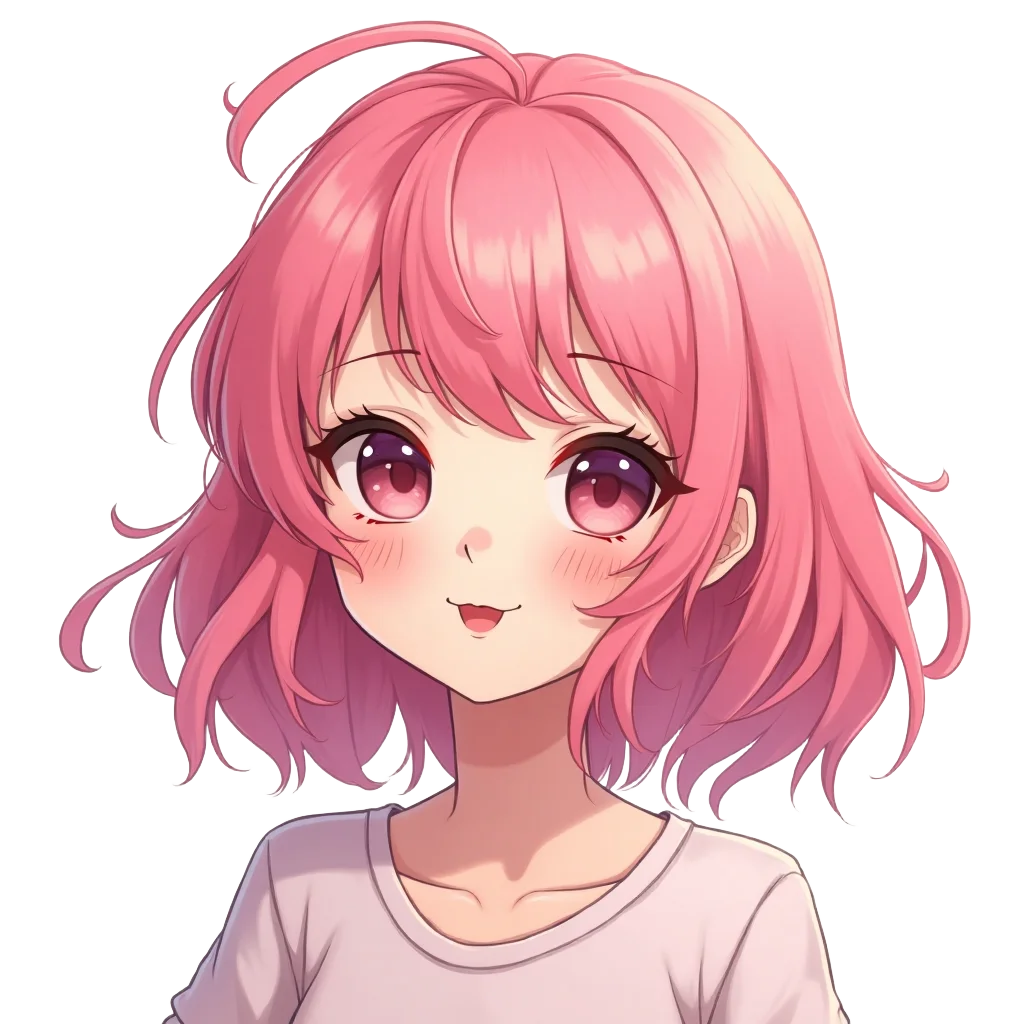 Charming Anime Girl with Pink Hair